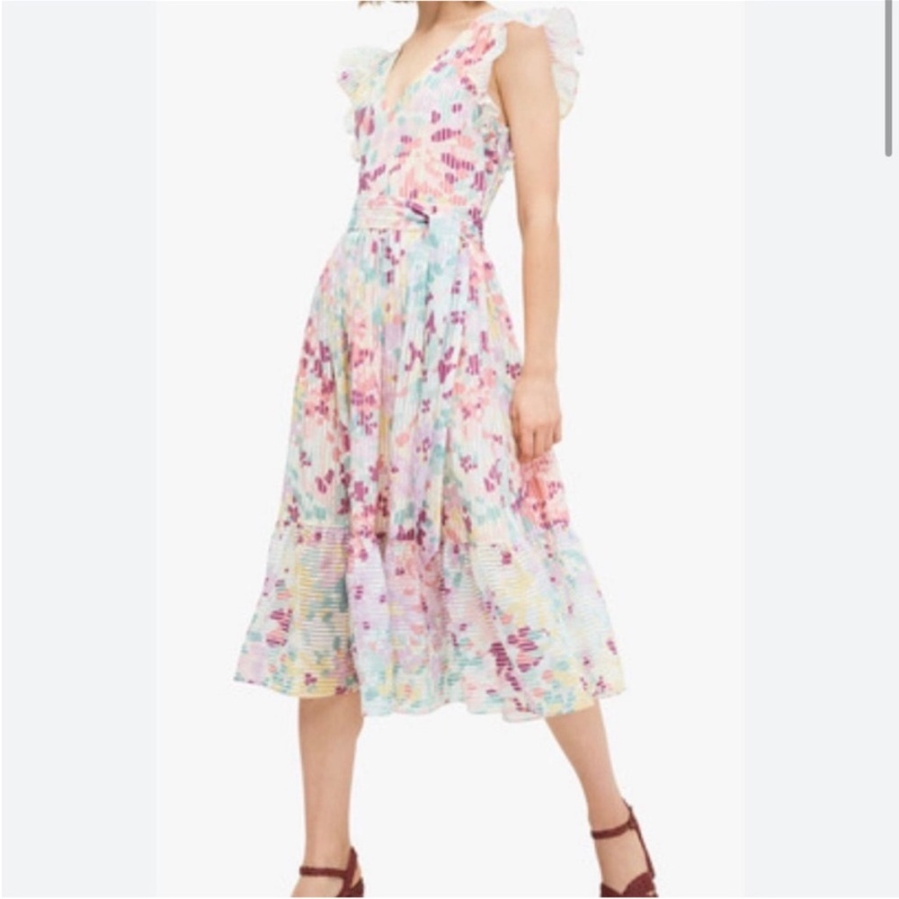 Kate Spade Painted Petals Burnout Dress Belted Floral Pink